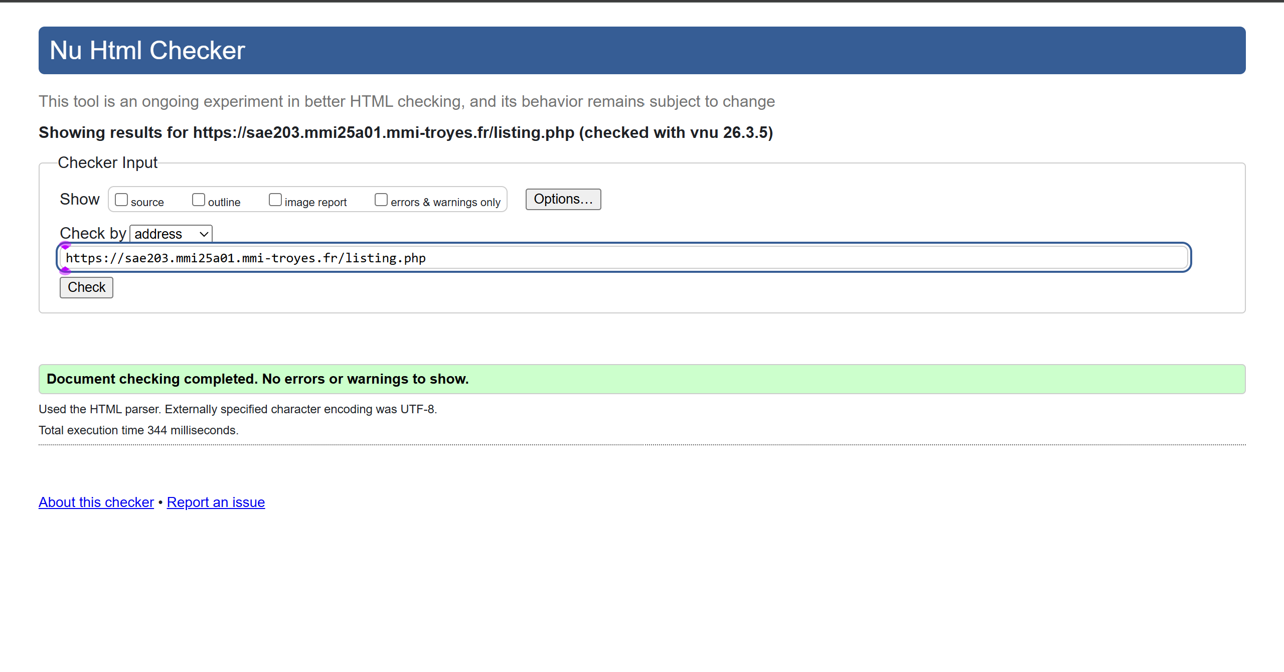 W3C validation listing.php